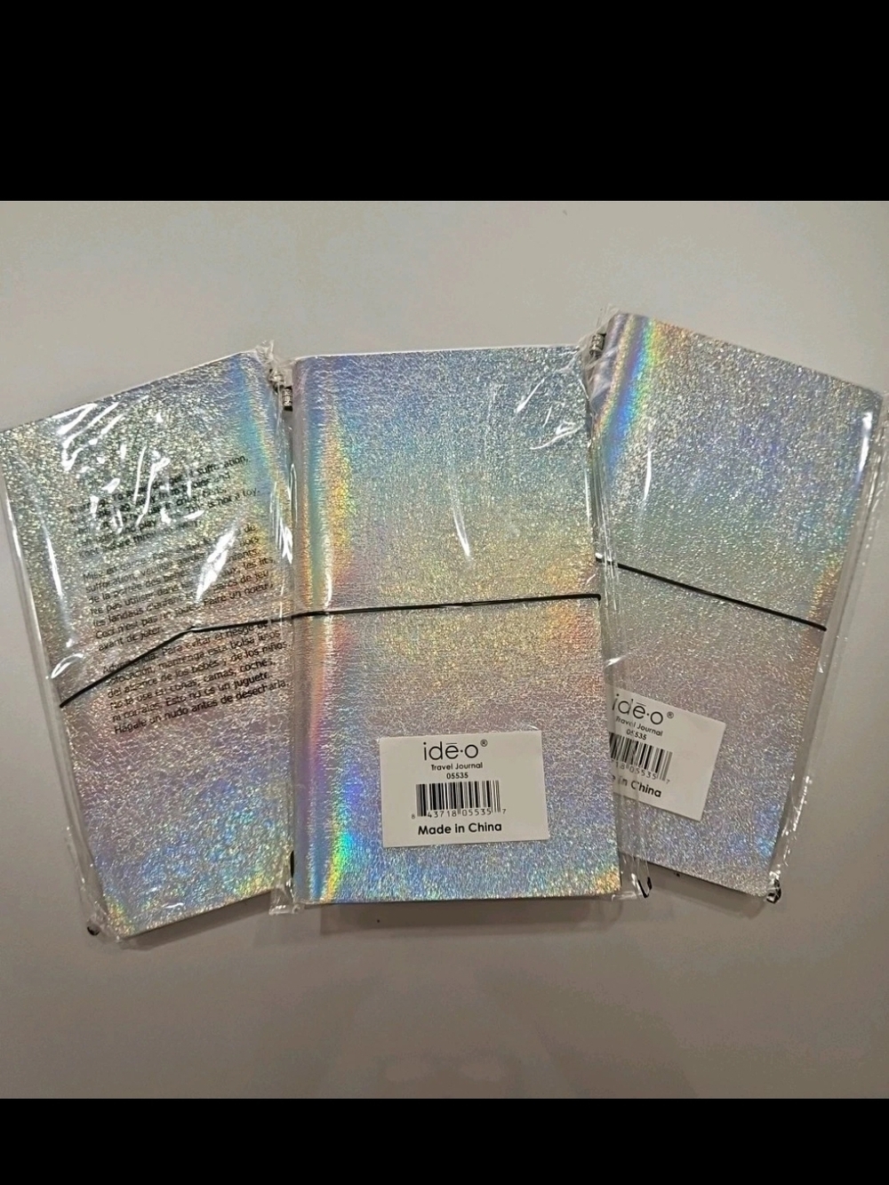 3 Soft Cover Holographic Silver Notebook Journal - Silver